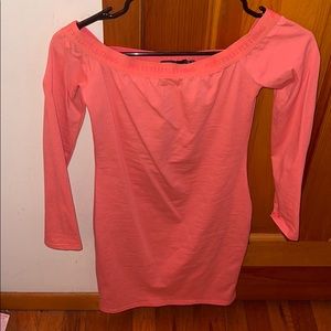Coral off the shoulder dress